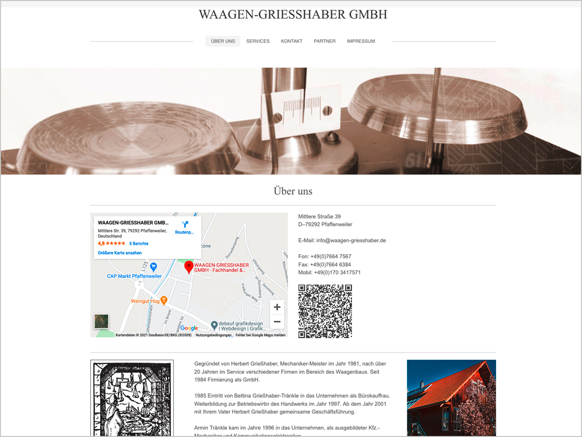 Webdesign - Waagen Griesshaber GmbH in Pfaffenweiler bei Freiburg im Breisgau | © debeuf grafikdesign