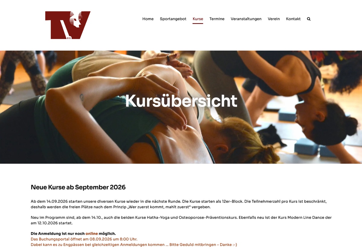 TV Wolfenweiler-Schallstadt – Kurse Kursübersicht auf der Vereinswebsite des TV Wolfenweiler-Schallstadt